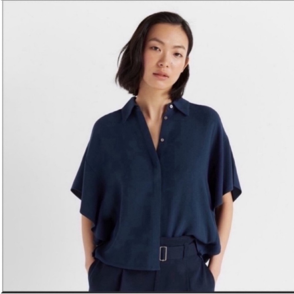 CLUB MONACO Caftan Sleeve Blouse - Navy